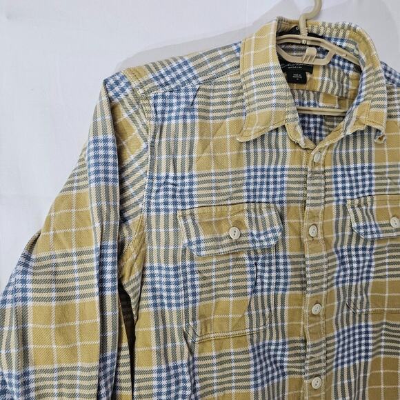 Eddie Bauer Shirt Mens Medium Yellow Blue Plaid Classic Fit Long Slv Button Up - Picture 3 of 11